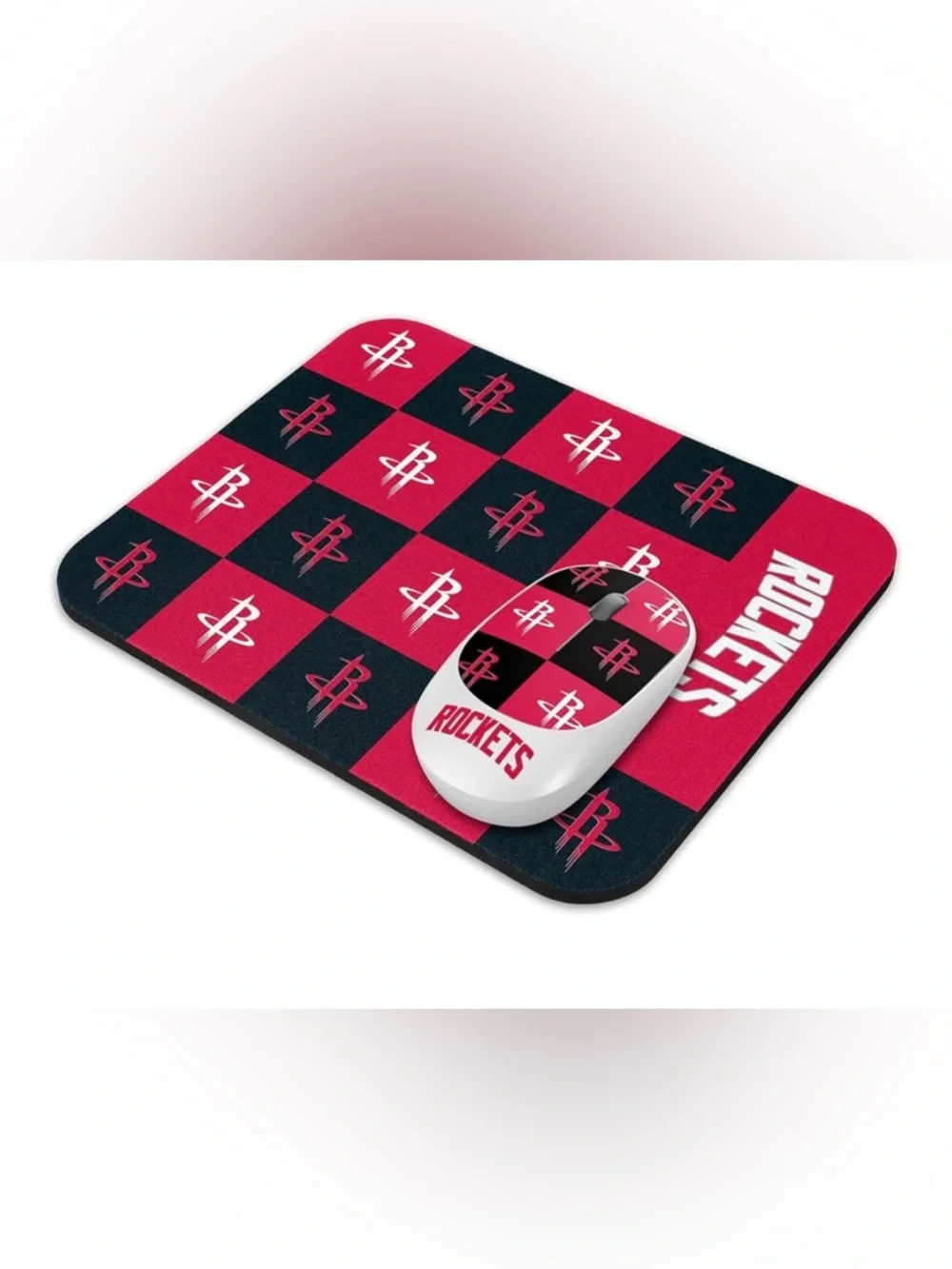 Houston Rockets NBA Wireless Mouse and Mouse Pad- Checkered